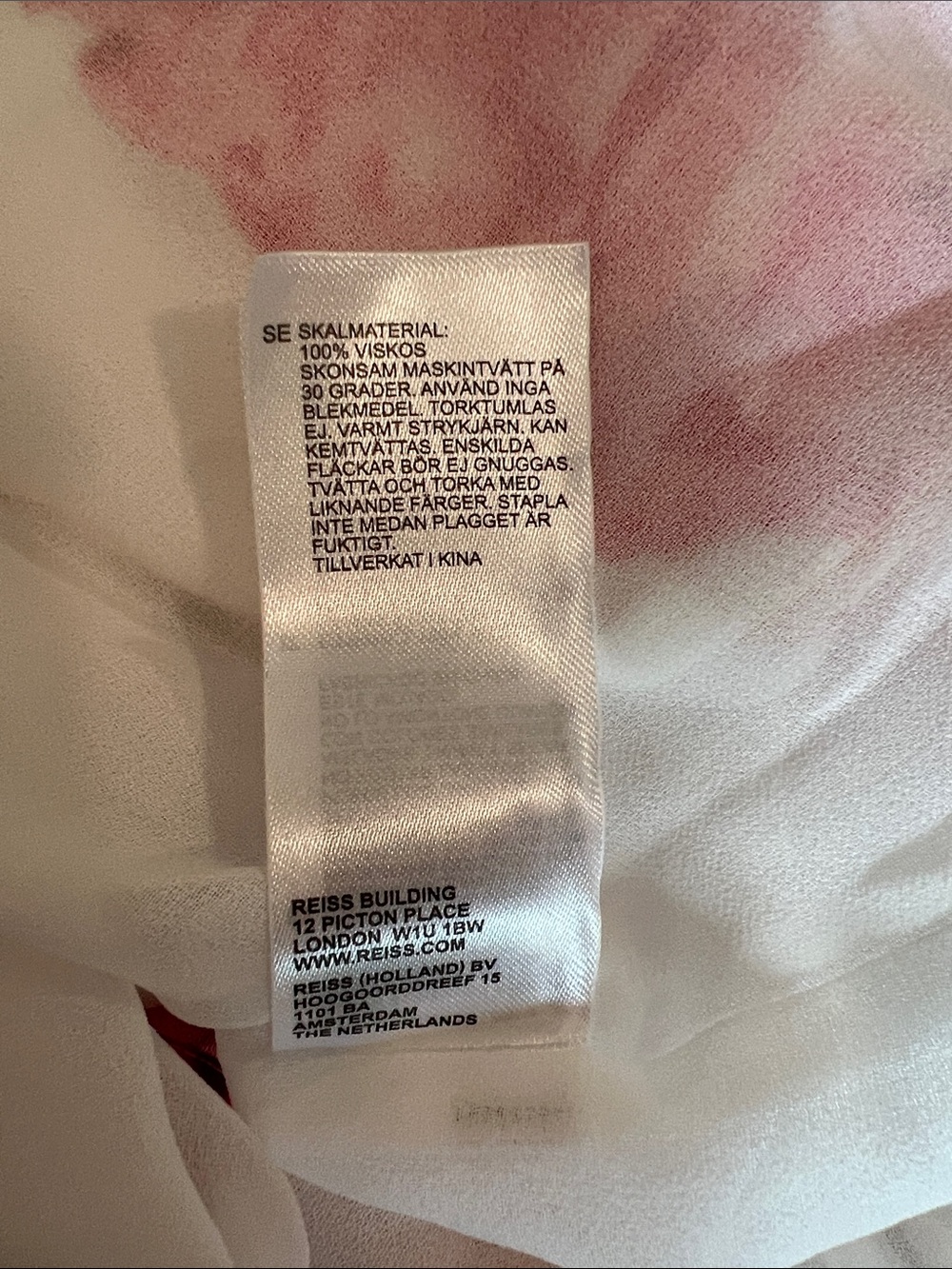 Reiss Floral-Print Belted Midi Dress in Ivory/Pink Floral on White Size 10 DL1 - Picture 12 of 13